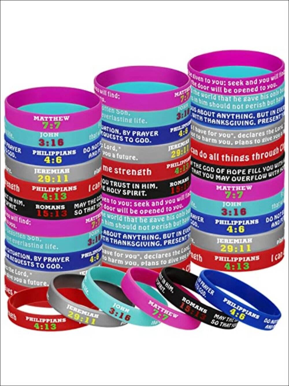 48 Pc Silicone Bible Verse Wristbands Christian Bracelets Party Favors